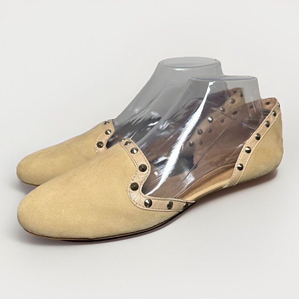 Corso Como Studded Slip On Nude Beige Leather Flats Shoes Women's‎ 10